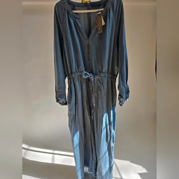 Lane Bryant Light Blue Chambray 22 NWT Jumpsuit Long Sleeves - Picture 3 of 11